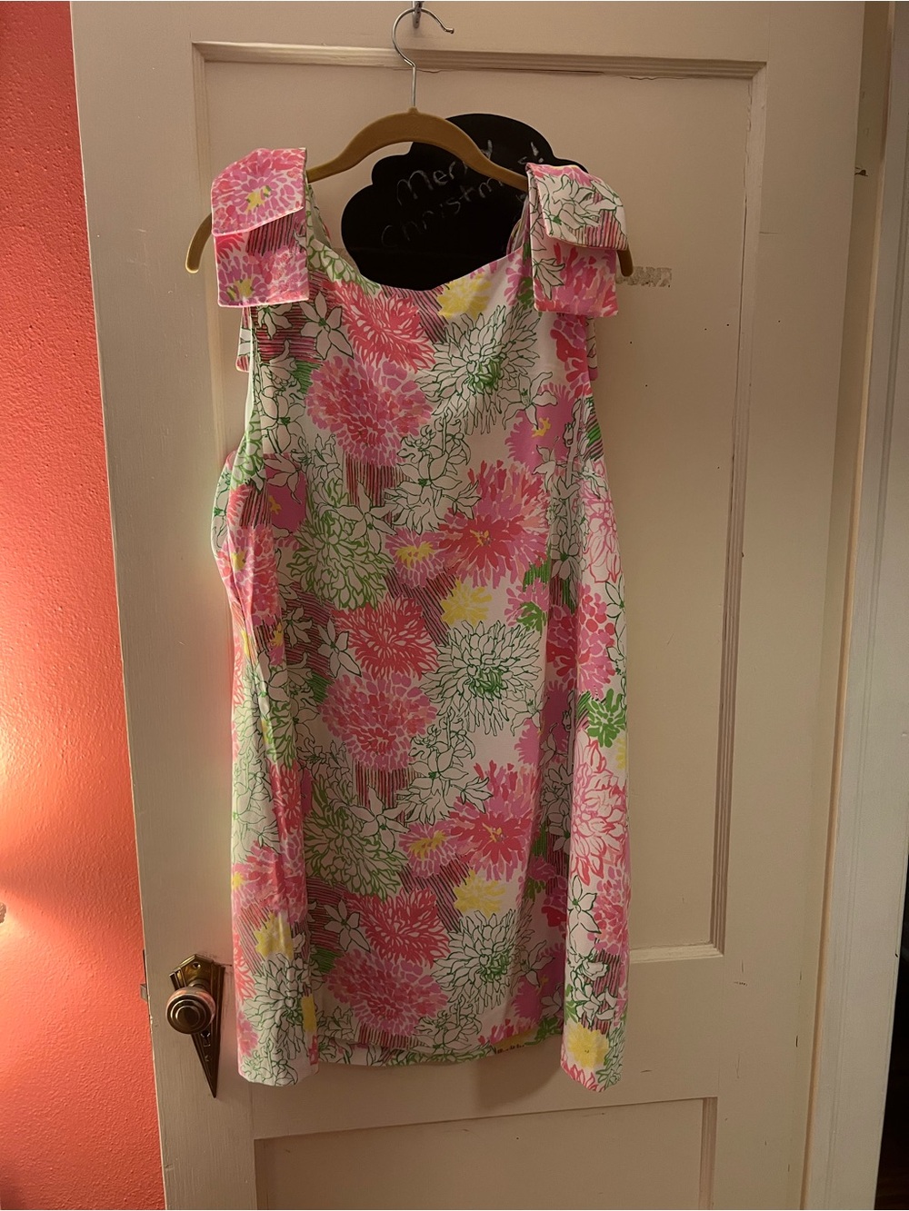 Lilly Pulitzer Pink Floral Shift Dress with Green & Yellow Accents